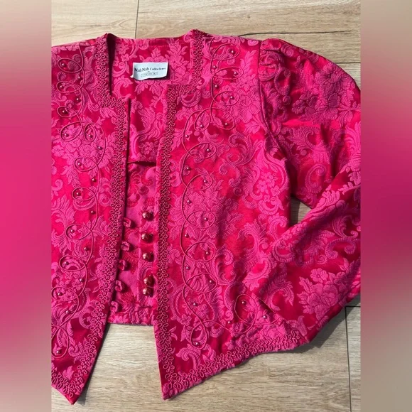 Vintage Nah Nah Collection Baroque Hot Pink Beaded Embroidered Women's Blazer - Picture 2 of 8